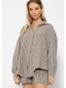 SASSYCLASSY Gestreifte Musselin Bluse in Taupe I Weiß