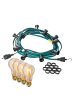 SATISFIRE Garten Party Lichterkette Illu 50x LED Edison Filament Glühbirne 50m grün
