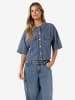 Noisy may Halbarm Jeanshemd Kentkragen Knopfleiste in Blau-3