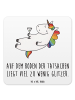 Mr. & Mrs. Panda Glasuntersetzer Einhorn Blümchentail mit Spruch in Weiß