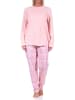 NORMANN Pyjama langarm Schlafanzug Karohose und Knopfleiste am Hals - 69253 in rosa