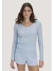 Hessnatur Pointelle Henley Schlafshirt in nordisch blau