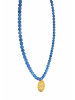 Gemshine Kette mit Anhänger MEDAILLE - JADE BLAU in gold coloured