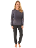NORMANN Pyjama Bündchen Kuschel interlock Streifen - 48946 in anthrazit-melange