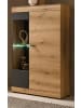 Furn.Design Vitrine in Eiche, grau matt 90 x 141 cm, Vitrinenschrank mit Soft-Close