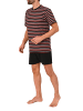 NORMANN Kurzarm Schlafanzug Shorty Pyjama Streifen in schwarz