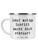 Mr. & Mrs. Panda Camping Emaille Tasse Spruch Angst überwinden m... in Weiß