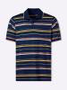 WITT WEIDEN Kurzarm-Poloshirt in dunkelblau-ocker-gestreift