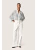 Soaked in Luxury Kurzarm-Bluse SLMarta Lockere Passform in Silver Blue Stroke Print