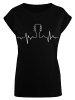 F4NT4STIC Extended Shoulder T-Shirt Gitarre Herzschlag design in schwarz