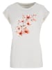F4NT4STIC Extended Shoulder T-Shirt Rosa Blumenzweig 3D in Whitesand
