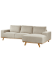 Beliani Ecksofa NORA in Beige/Braun - (W) 279 x (H) 77 x (L) 150 cm linksseitig