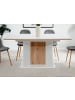 Furn.Design Esstisch weiß, Eiche Artisan, Säulentisch ausziehbar 160 - 200 x 90 cm
