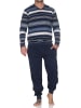 NORMANN Langarm Schlafanzug Pyjama Bündchen Streifen auch in Übergröße in marine