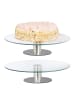 relaxdays 2 x Tortenplatte in Transparent/ Silber - (H)7 x ∅ 30 cm