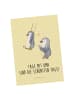 Mr. & Mrs. Panda Postkarte Pinguin Oma schaukeln mit Spruch in Gelb Pastell