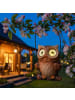 MARELIDA LED Solar Eule auf Schaukel Gartenfigur Tierfigur H: 19cm in braun