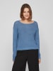 Vila Legerer Strickpullover Transparent Feinstrick Sweater in Blau-3