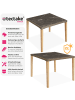 tectake Rattan Tisch mit Aluminium- und Holzgestell, 93,5x93,5x75cm