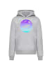 F4NT4STIC Hoodie Retro Alien Weltraum Sonnenuntergang in grau meliert
