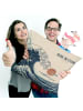Mr. & Mrs. Panda Kopfkissen Welle indigoblau Design mit Spruch in Weiß