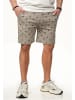 behype Chinoshorts - Kurze Hose mit Palmenmuster & Gürtel im Regular-Fit in Taupe