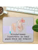 Mr. & Mrs. Panda Mousepad Superheldin Erzieherin mit Spruch in Grau Pastell