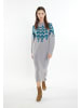 Usha Damen Maxi Strickkleid in Grau Mehrfarbig
