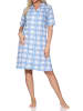 NORMANN Kurzarm Nachthemd Jersey kariert Übergrößen in blau