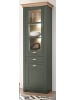 Furn.Design Vitrine grün, Wotan Eiche 68 x 207 cm, Vitrinenschrank im Landhaus-Stil