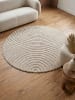 KADIMA DESIGN Hochflorteppich 3D Bögen Boho Waschbar Wohnzimmer in Beige