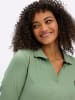 sheego Langarm-Poloshirt in eucalyptus