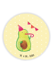Mr. & Mrs. Panda Rund Magnet Avocado Party ohne Spruch in Gelb Pastell
