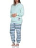 NORMANN Frottee Pyjama Hose gestreift Faulti Katze - 81864 in türkis