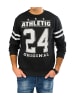 Arizona-Shopping Pullover Sweatshirt Sterne Streifen Zahlen Print in Schwarz