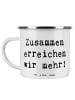 Mr. & Mrs. Panda Emaille Becher Spruch Im Team zuMenschmenarbeiten ... in Weiß
