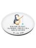 Mr. & Mrs. Panda Rund Magnet Pinguin Angler mit Spruch in Weiß