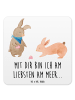 Mr. & Mrs. Panda Untersetzer Eckig Hasen Muschel mit Spruch in Weiß