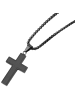 Adeliás Herren Halskette mit Anhänger – Kreuz aus Edelstahl in schwarz