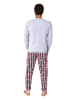 NORMANN langarm Schlafanzug Pyjama Bündchen und karierter Jersey Hose - 83213 in grau