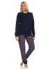 NORMANN Frottee langarm Schlafanzug Bündchen Pyjama - 82636 in marine