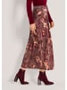 MADELEINE Eleganter Midirock mit floralem Design in brombeere / multicolor