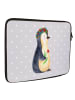 Mr. & Mrs. Panda Notebook Tasche Pinguin Blumen ohne Spruch in Grau Pastell
