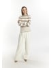 DreiMaster Damen Strickpullover in Grau Beige Wollweiss