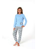 NORMANN Schlafanzug Frottee Pyjama Bündchen und Streifen - 82525 in blau