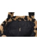 styleBREAKER Teddyfell Schultertasche mit Leo Muster in Braun-Schwarz
