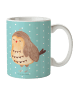Mr. & Mrs. Panda Kaffeetasse Eule Zufrieden ohne Spruch in Türkis Pastell
