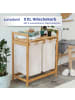 Lumaland Wäschekorb Bambus 73x64x33cm weiß 2 Wäschesäcke ausziehbar Weiß