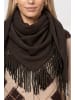 monari Fransen Schal aus Wolle in Dreiecksform in Black Coffee
