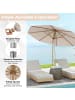 COSTWAY Sonnenschirm 270 cm mit Holzschirmstange knickbar in Beige